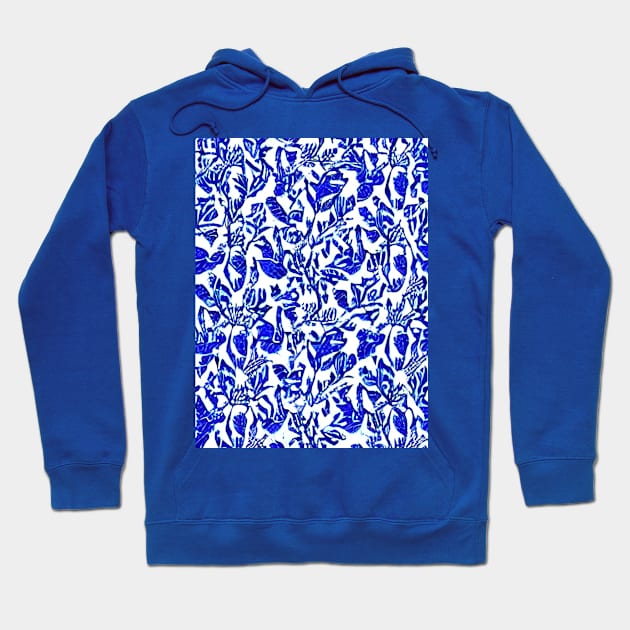 Blue and Navy Floral brush strokes pattern background Hoodie by Alekxemko